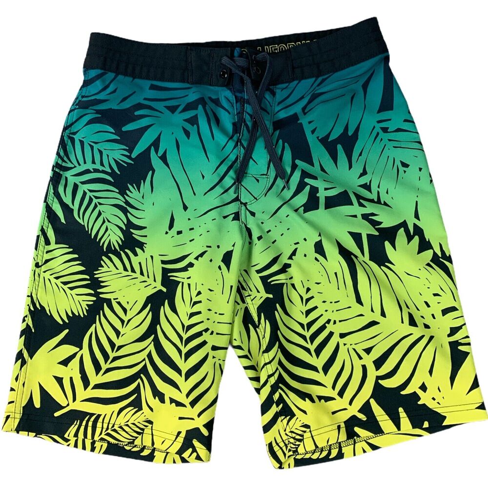 Old Navy Mens Swim Trunks Shorts Size 30  Drawstring Palm Surfing Elastic Waist